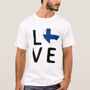 Kärlek - Finland Flagga T Shirt