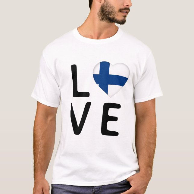 Kärlek - Finland Flagga T Shirt (Framsida)