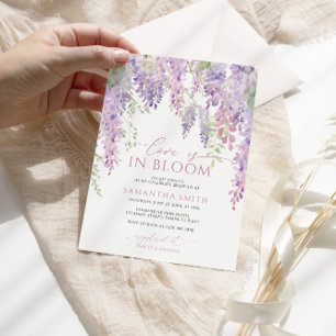 Kärlek finns i Bloom Lila Wisteria Möhippa Inbjudningar