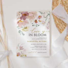 Kärlek finns i Bloom Rosa & Red Wildblommor Shower Inbjudningar