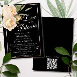 Kärlek finns i Bloom Vit ros Black Möhippa Inbjudningar