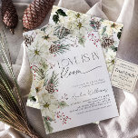 Kärlek finns i Bloom Winter Poinsettia Flowers Inbjudningar<br><div class="desc">Även på vintern hittar kärlek ett sätt att blomma. I vintern har inbjudningskort för möhippan handmålade elfenbenspoinsetter, pinekoner, grönbär och våtgrön lövning - som fångar den milda elegansen i en säsong som ofta förbises i blommigtar. Mjuk, romantisk och varmt förfinad, den här designen ger din firande en känsla av djup...</div>