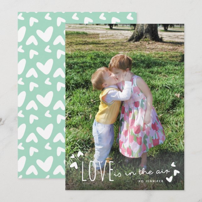 Kärlek finns i Luft Cute Valentines day-fotokortet (Fram/baksida)