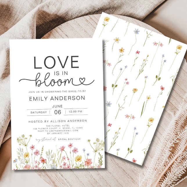 Kärlek finns i Möhippan Blommigt av bloom Wildblom Inbjudningar (Skapare uppladdad)