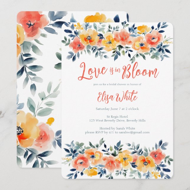 Kärlek finns i Möhippan Blommigt för  av blommans  Inbjudningar (Fram/baksida)