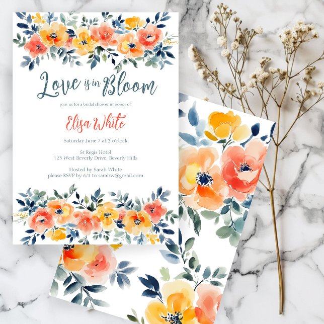 Kärlek finns i Möhippan Blommigt för  av blommans  Inbjudningar (Love is in Bloom Watercolor Floral Bridal Shower Invitation
)