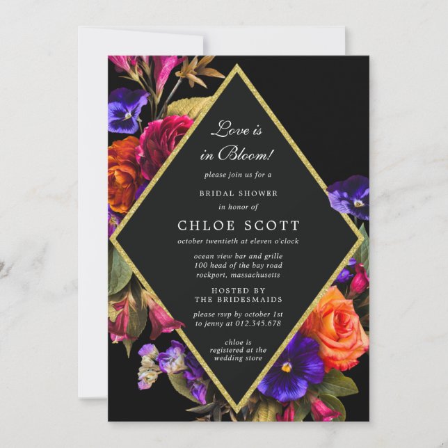 Kärlek finns i Möhippan Bloom Blommigt Inbjudningar (Framsida)