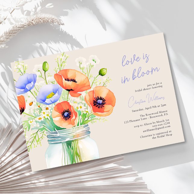 Kärlek finns i Möhippan Bloom Wildblommor Inbjudningar (Skapare uppladdad)