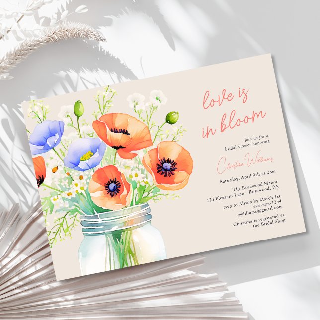 Kärlek finns i Möhippan Bloom Wildblommor Inbjudningar (Skapare uppladdad)