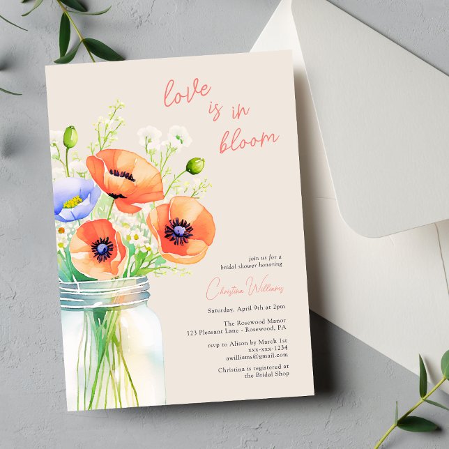 Kärlek finns i Möhippan Bloom Wildblommor Inbjudningar (Skapare uppladdad)