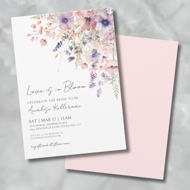 Kärlek finns i Möhippan för Blommigten Bloom Wildb Inbjudningar (Love Is In Bloom Wildflower Floral Bridal Shower Invitation)