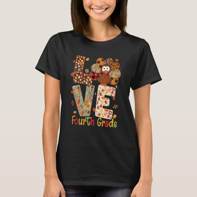 Kärlek Fjärde Klass Turkiet Leopard Lycklig Thanks T Shirt (Framsida)