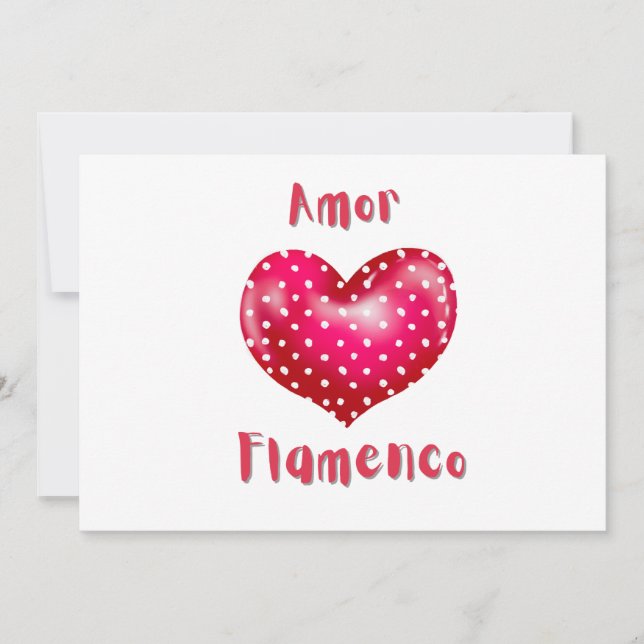 Kärlek Flamenco Red Heart med Polka dots Passion Inbjudningar (Framsida)