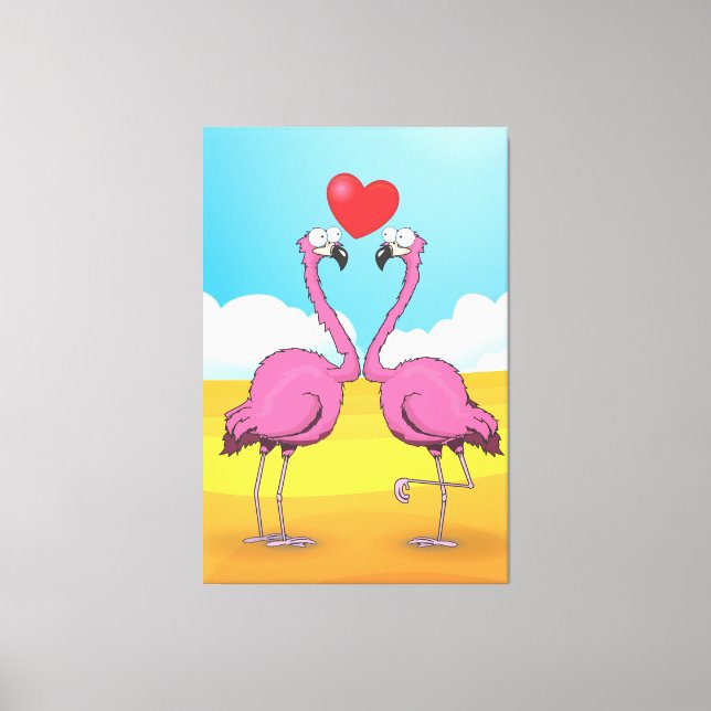 Kärlek Flamingos Canvastryck (Framsida)