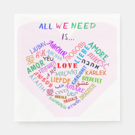 KÄRLEK - flerspråkigt språk - Anpassadet Internati Pappersservett