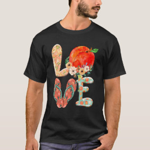 Kärlek Flip Flop Peach Sommarmatchningsfamilj T Shirt