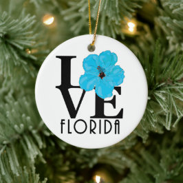 KÄRLEK Florida (blå hibiscus) Julgransprydnad Keramik