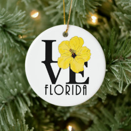 KÄRLEK Florida (gult hibiscus) Julgransprydnad Keramik