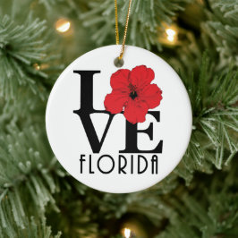 KÄRLEK Florida Red Hibiscusq Julgransprydnad Keramik