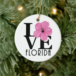 KÄRLEK Florida (rosa hibiscus) Julgransprydnad Keramik