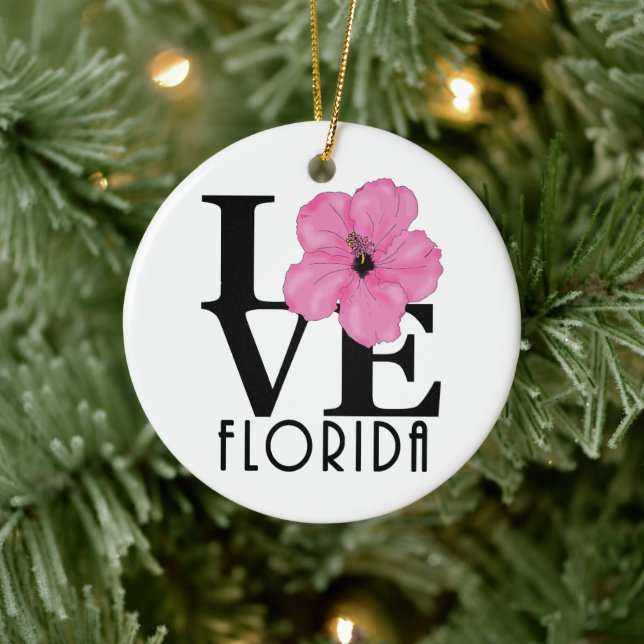 KÄRLEK Florida (rosa hibiscus) Julgransprydnad Keramik (Träd)