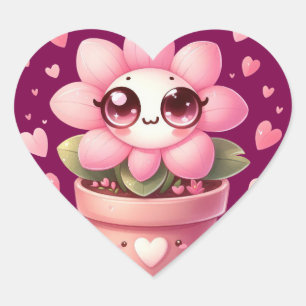 Kärlek Flower Heart-förslutning Hjärtformat Klistermärke