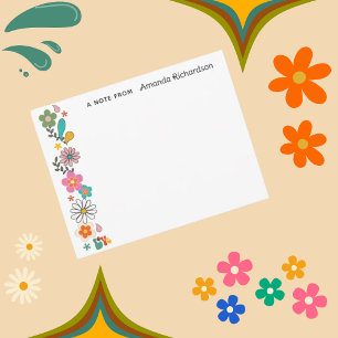 KÄRLEK Flower Power Groovy 70:s tema Flat Note Car Tack Kort
