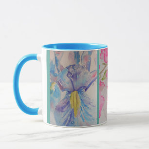 Kärlek Flowers Blommigt Watercolor Turcos Blue Mug Mugg