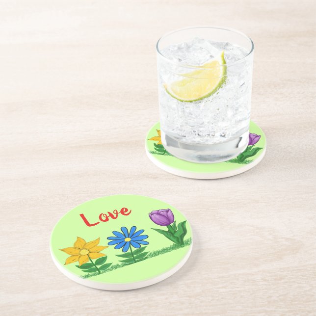 Kärlek Flowers Drink Coasters Underlägg (Sidan)