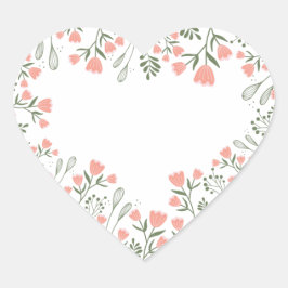 Kärlek Flowers Heart med öppen bakgrund Han Hjärtformat Klistermärke