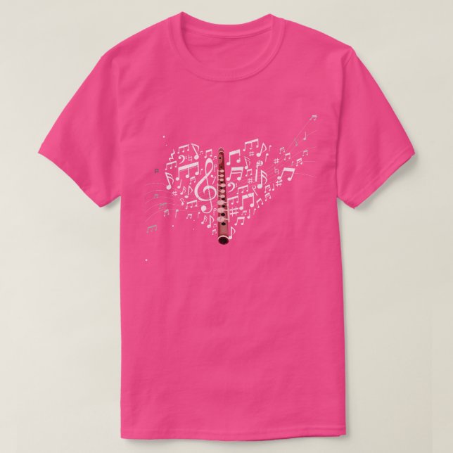 Kärlek Flute Flutist T Shirt (Design framsida)