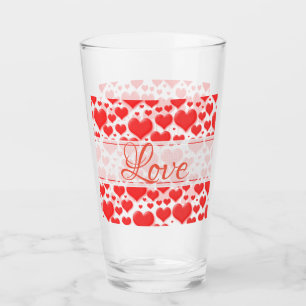 Kärlek Flytande Red Valentines dag Hearts Mönste Glaskopp