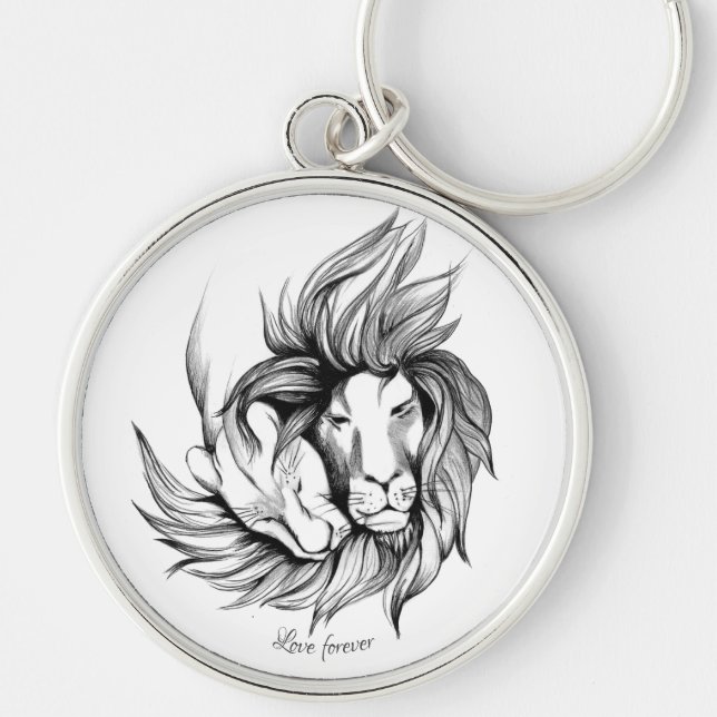 Kärlek för alltid rund silverfärgad nyckelring (Framsidan)