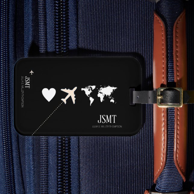 kärlek för att resa i världen b/w bagagebricka (Framsida Insitu 4)