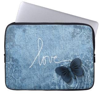 Kärlek för blåttDenimfjäril Laptop Sleeve