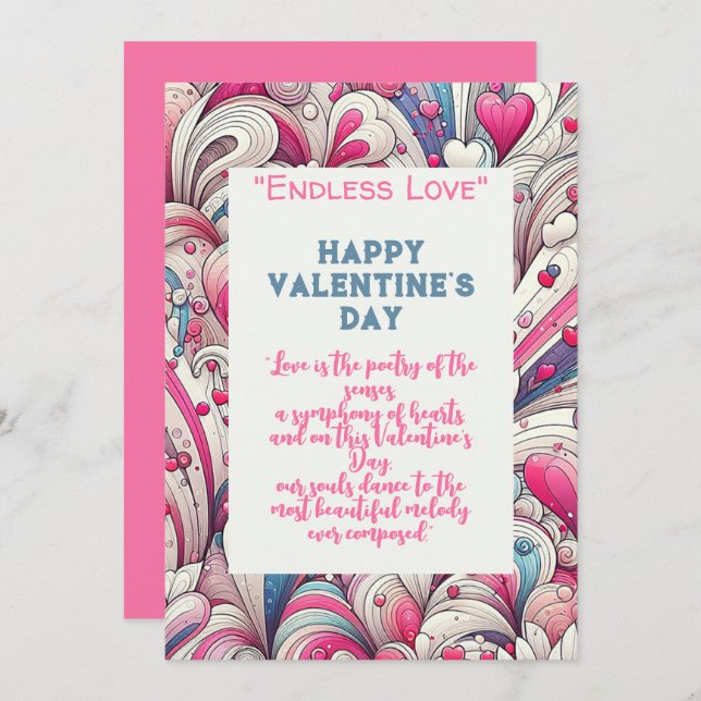 Kärlek för evigt hjärtmönster julkort (Fram/baksida)