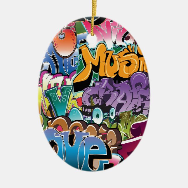 Kärlek för grafitti julgransprydnad keramik (Framsidan)