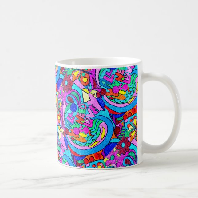 kärlek för mång--färg groovy hippiestil kaffemugg (Höger)