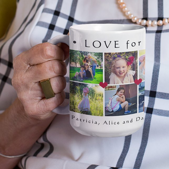 Kärlek för morma multifoto, söta hjärtan kaffemugg (Skapare uppladdad)