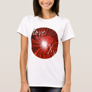 Kärlek för röd hjärta "och kyss damer övertr t-shirt