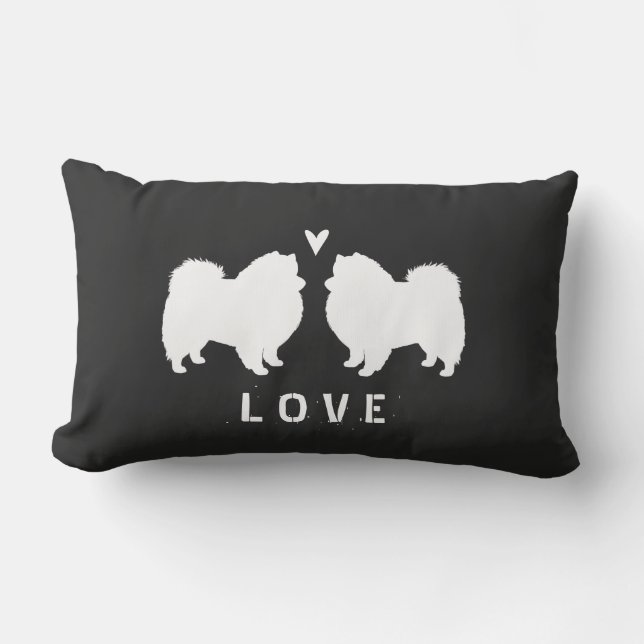 Kärlek för Silhouettes för amerikaneskimåhund Lumbarkudde (Framsida)