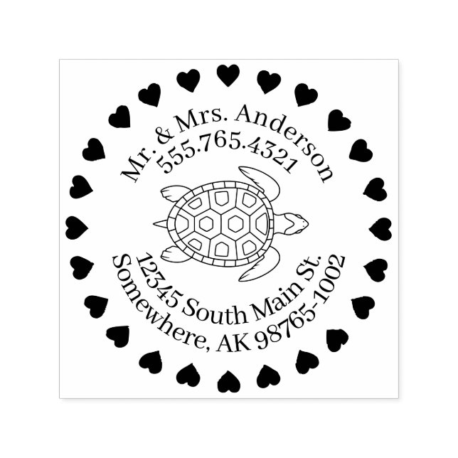 Kärlek för Turtles personliga kontakt Självfärgande Stämpel (Design)