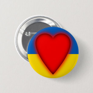Kärlek för Ukraina Red Heart Flagga Knapp