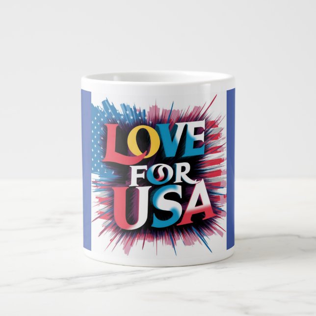"Kärlek för USA Patriotic Mugg" Jumbo Mugg (Framsidan)