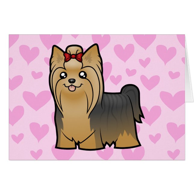 Kärlek för Yorkshire Terrier (långt hår med Hälsningskort (Framsidan Horizontal)