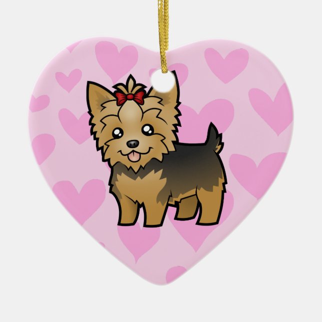 Kärlek för Yorkshire Terrier (tillfoga ditt Julgransprydnad Keramik (Framsidan)