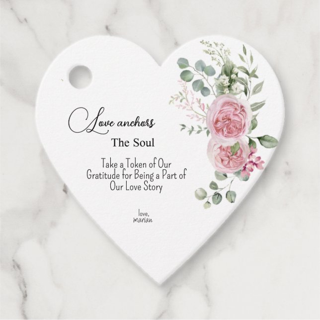 Kärlek förankrar själen Pioner Bröllopspresentetik Gåvor Etiketter (Framsida)