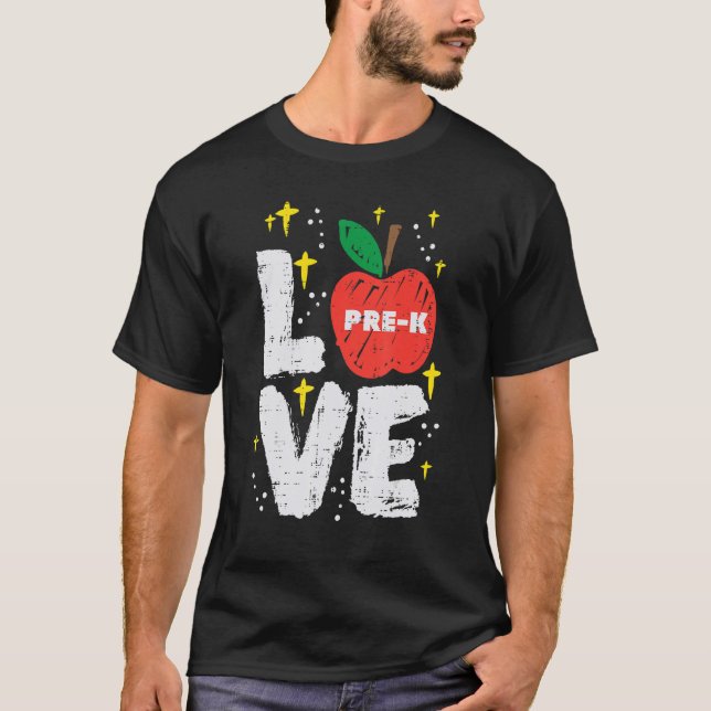 Kärlek före K Apple Cute First Day of Prek School  T Shirt (Framsida)