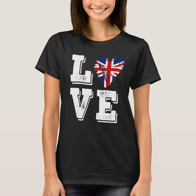 Kärlek Förenade kungariket Flagga T Shirt (Framsida)
