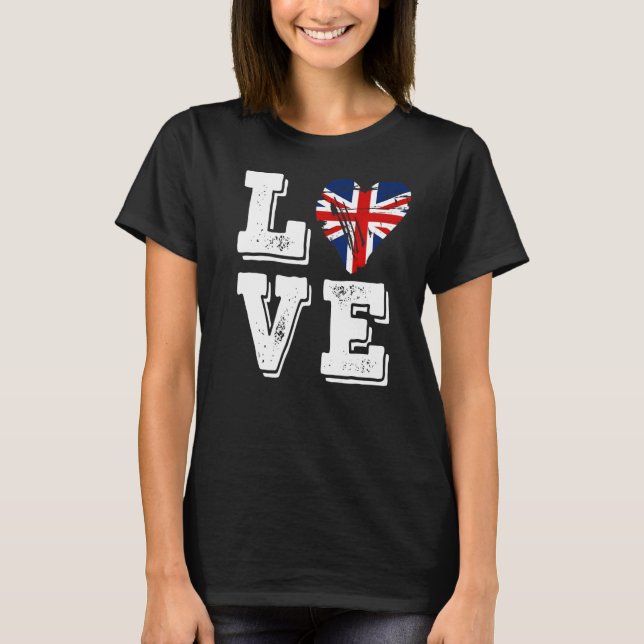 Kärlek Förenade kungariket Flagga T Shirt (Framsida)